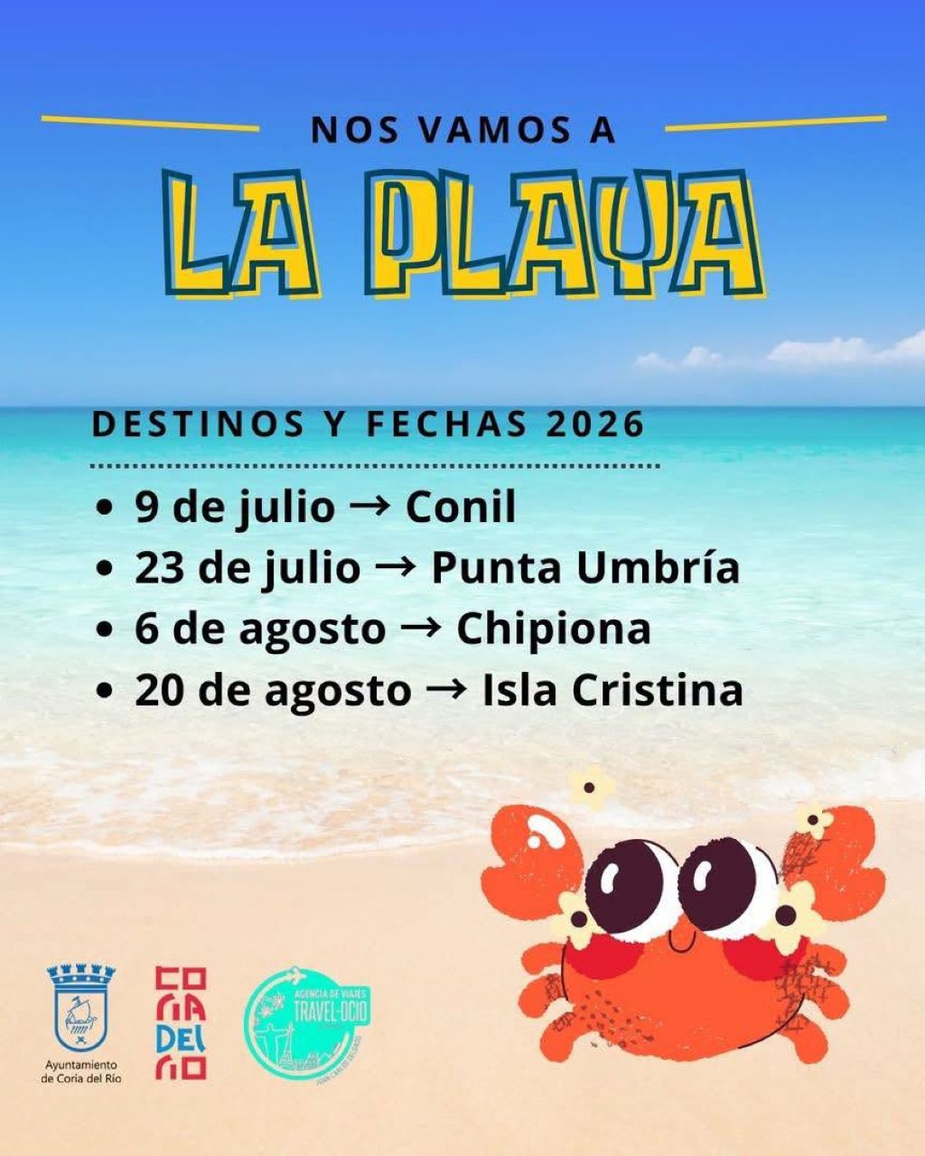 El Ayuntamiento de Coria del Río organiza excursiones a playas andaluzas durante el verano