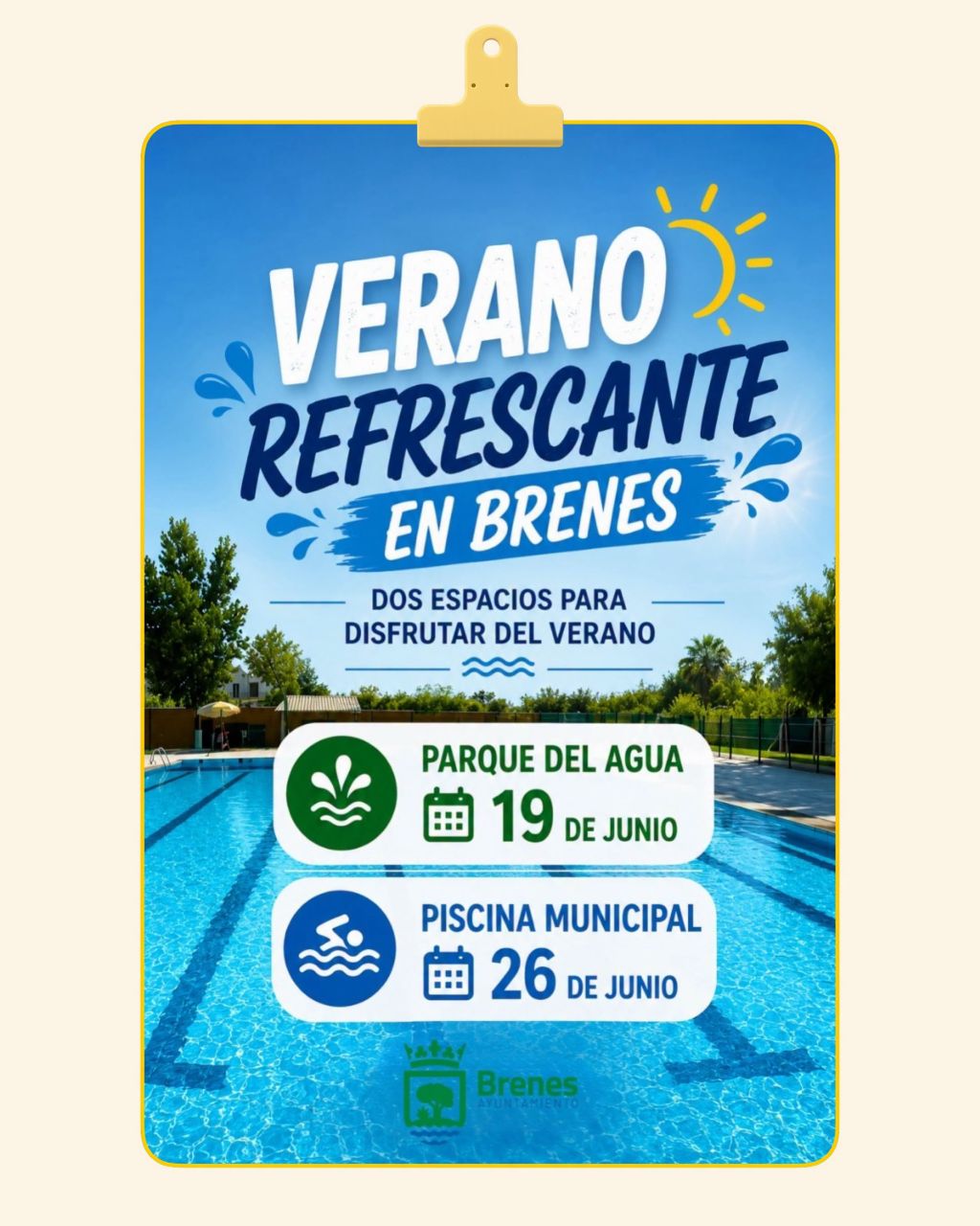 Brenes abre el Parque del Agua y prepara la temporada de la Piscina Municipal