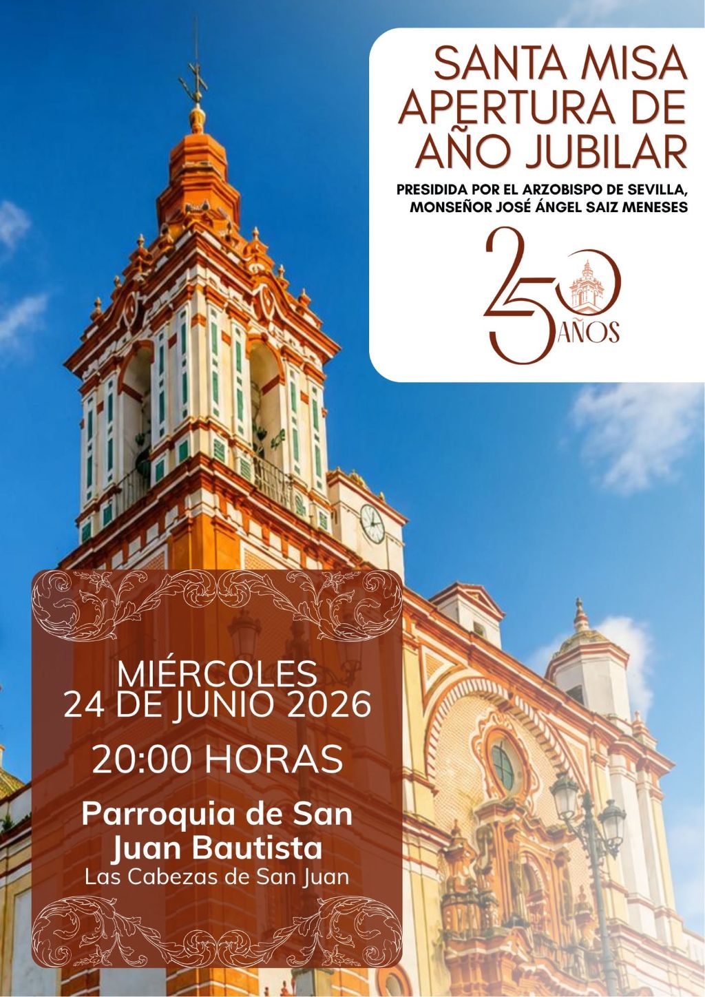 Las Cabezas de San Juan celebrará un Año Jubilar por el 250 aniversario de la Parroquia de San Juan Bautista