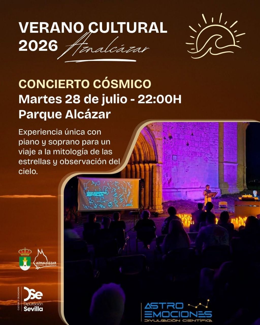 Aznalcázar invita a mirar al cielo con el ‘Concierto Cósmico Candlelight’ del Verano Cultural 2026
