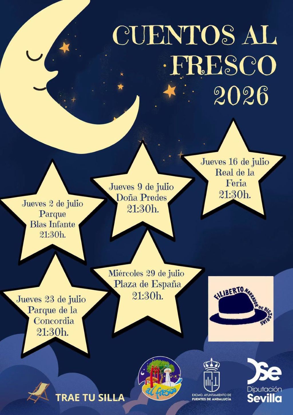 Fuentes de Andalucía vuelve a llenar sus noches de verano de cuentos y fantasía con una nueva edición de ‘Cuentos al Fresco’