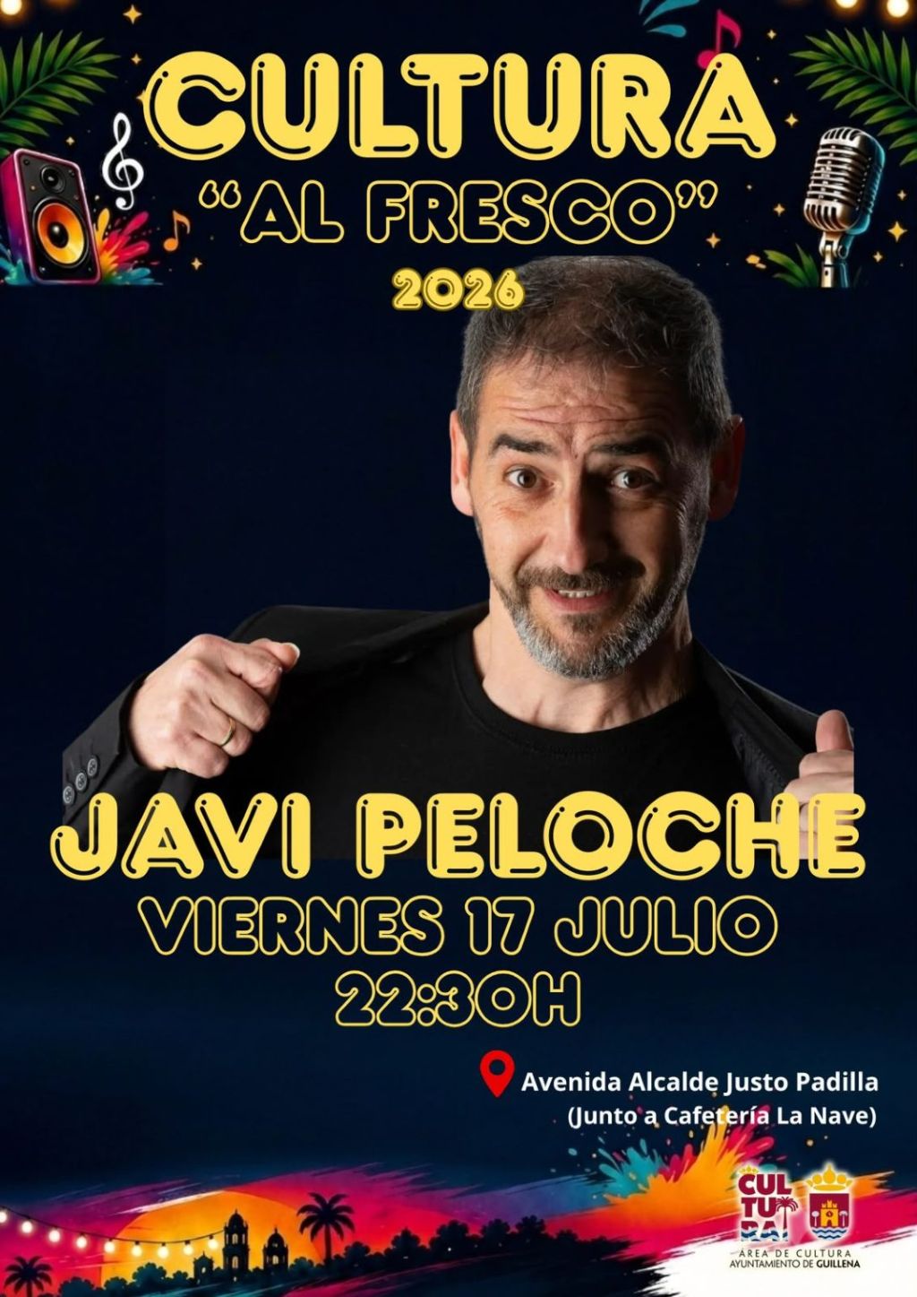 Javi Peloche, Kimbala y Jesús Tiracuentos llegan a la 'Cultura al fresco' 2026 de Guillena este fin de semana