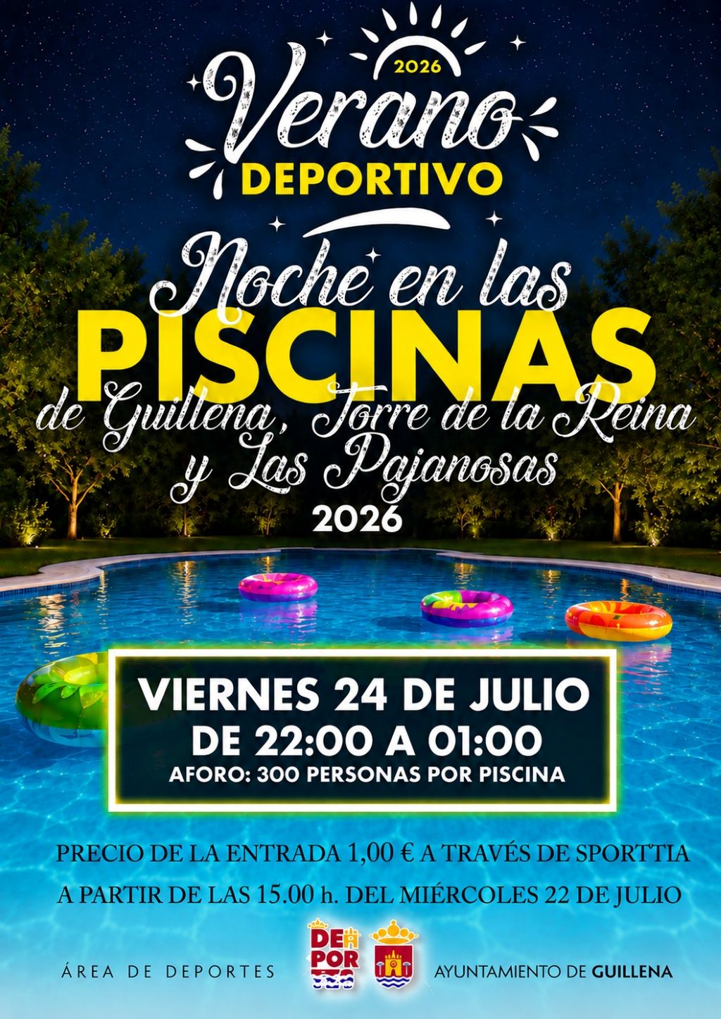 Todo preparado para la segunda ‘Noche en las piscinas’ de Guillena, Torre de la Reina y Las Pajanosas