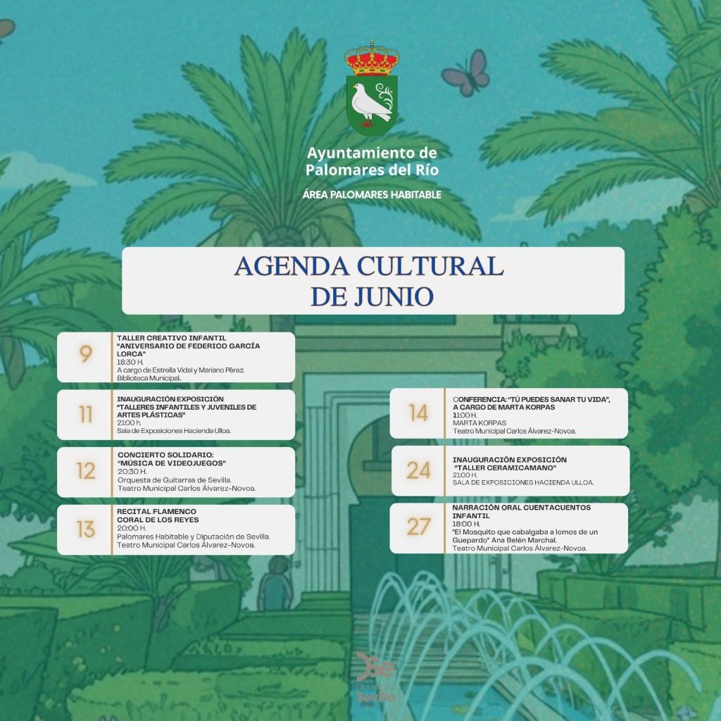 Palomares del Río despliega una amplia agenda cultural en junio con exposiciones, música, flamenco y actividades familiares